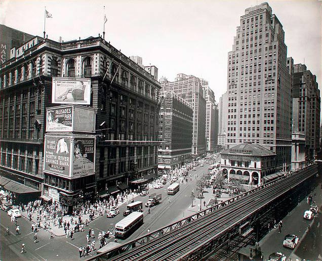 Herald Square, 34os ir Brodvėjaus sankryža, 1936, Berenice Abbott